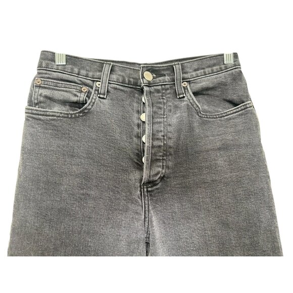 Denim Forum Arlo Straight Jean Size 27 Black High Rise Organic Cotton Button Fly - Picture 8 of 13